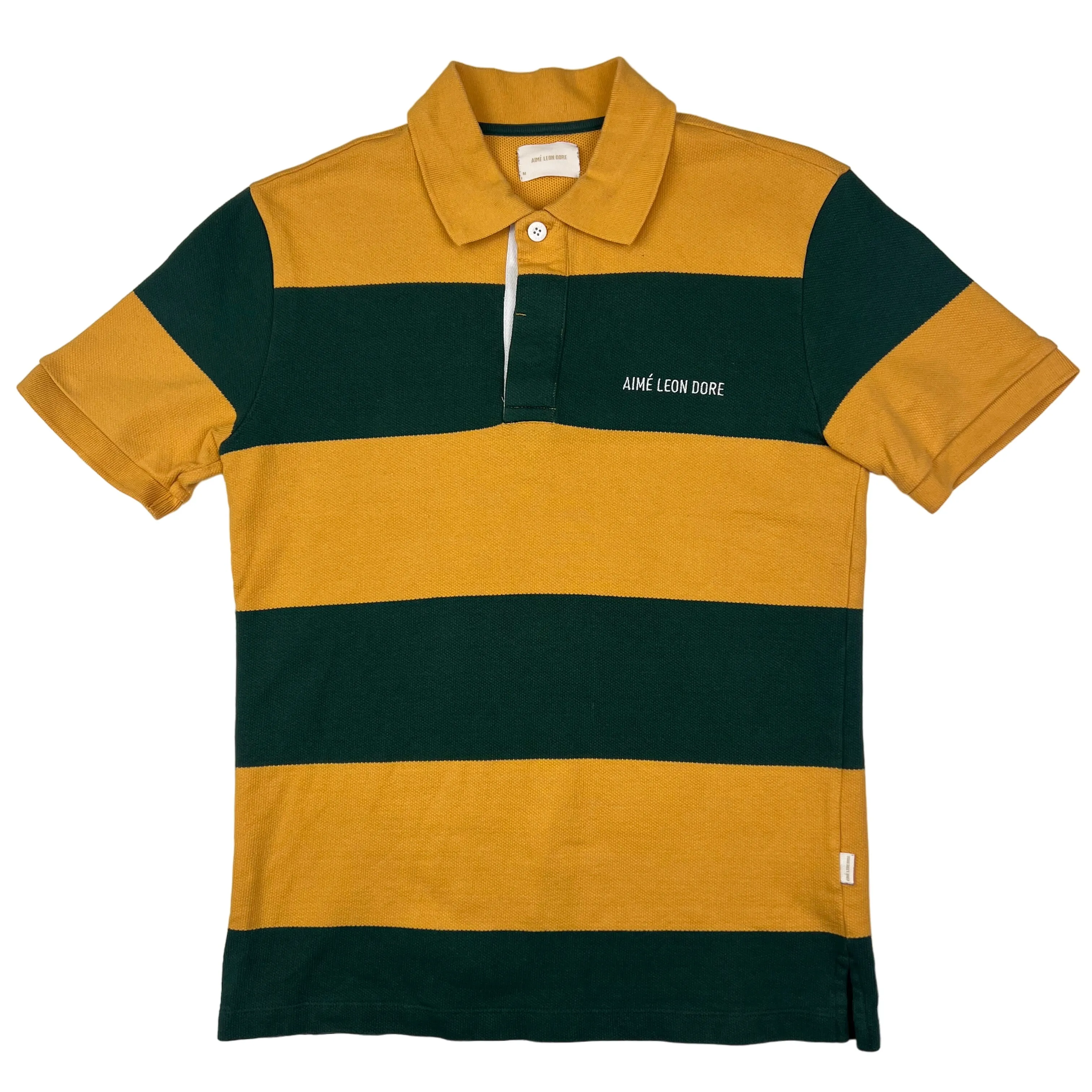 Aime Leon Dore Striped Polo Shirt Green Yellow