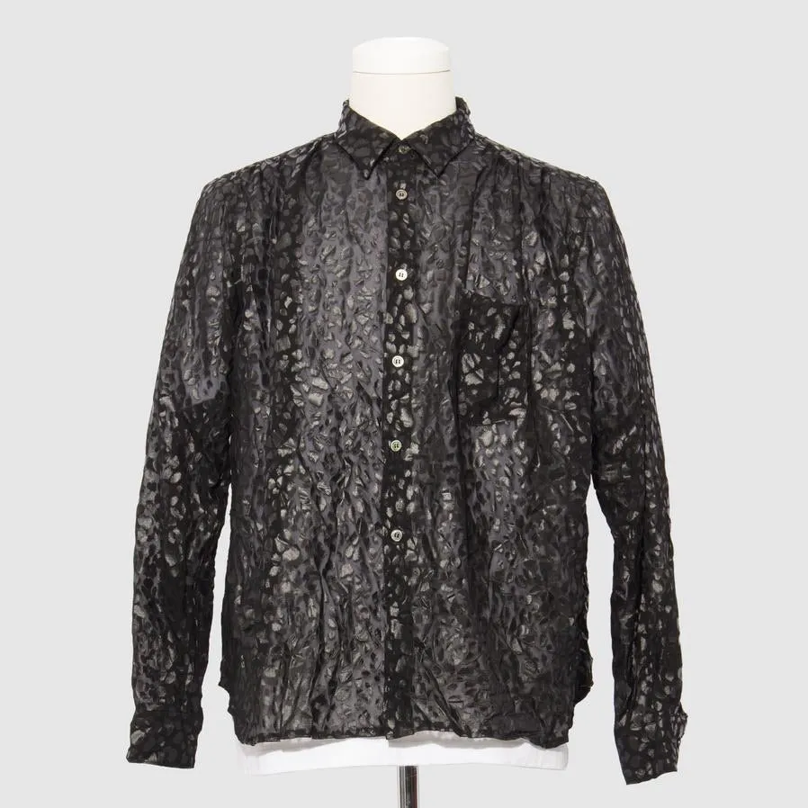 BLACK Comme des Garons Leopard Print Gathered Shirt (Black)