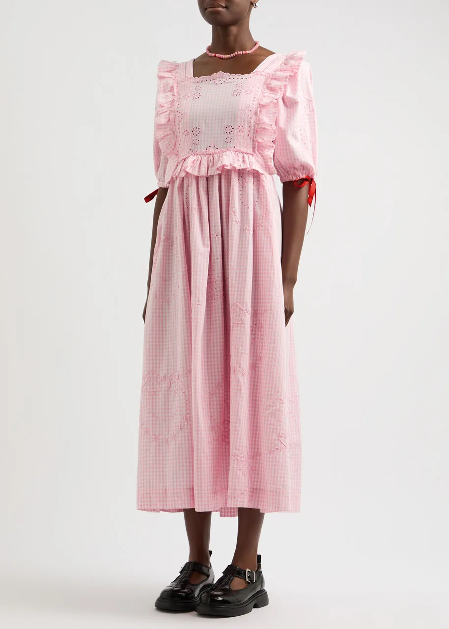 DAMSON MADDER Rhea gingham cotton midi dress  -                         -                     -                