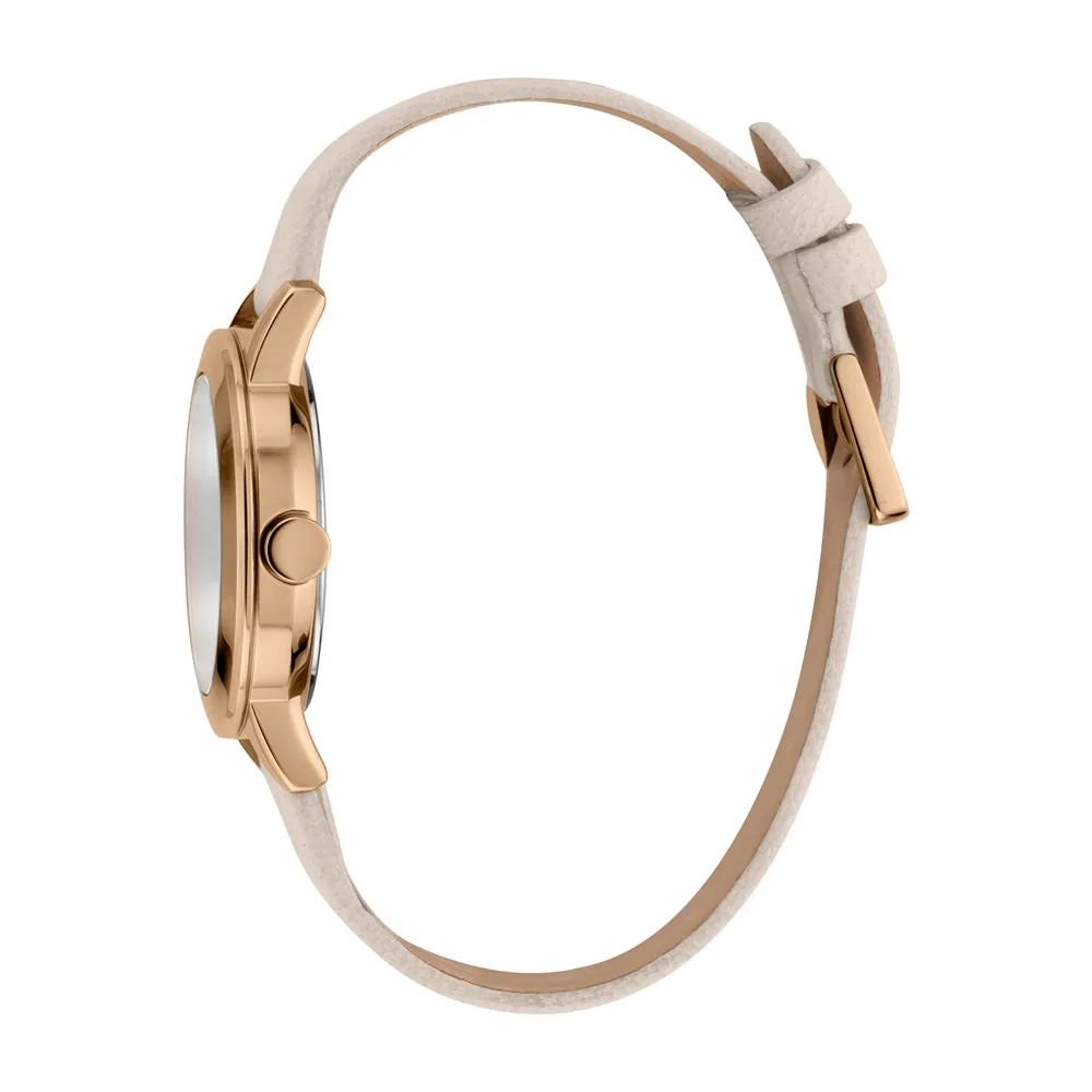 Esprit Ladies IP Gold Stainless Steel Watch White Dial & Cream Leather strap