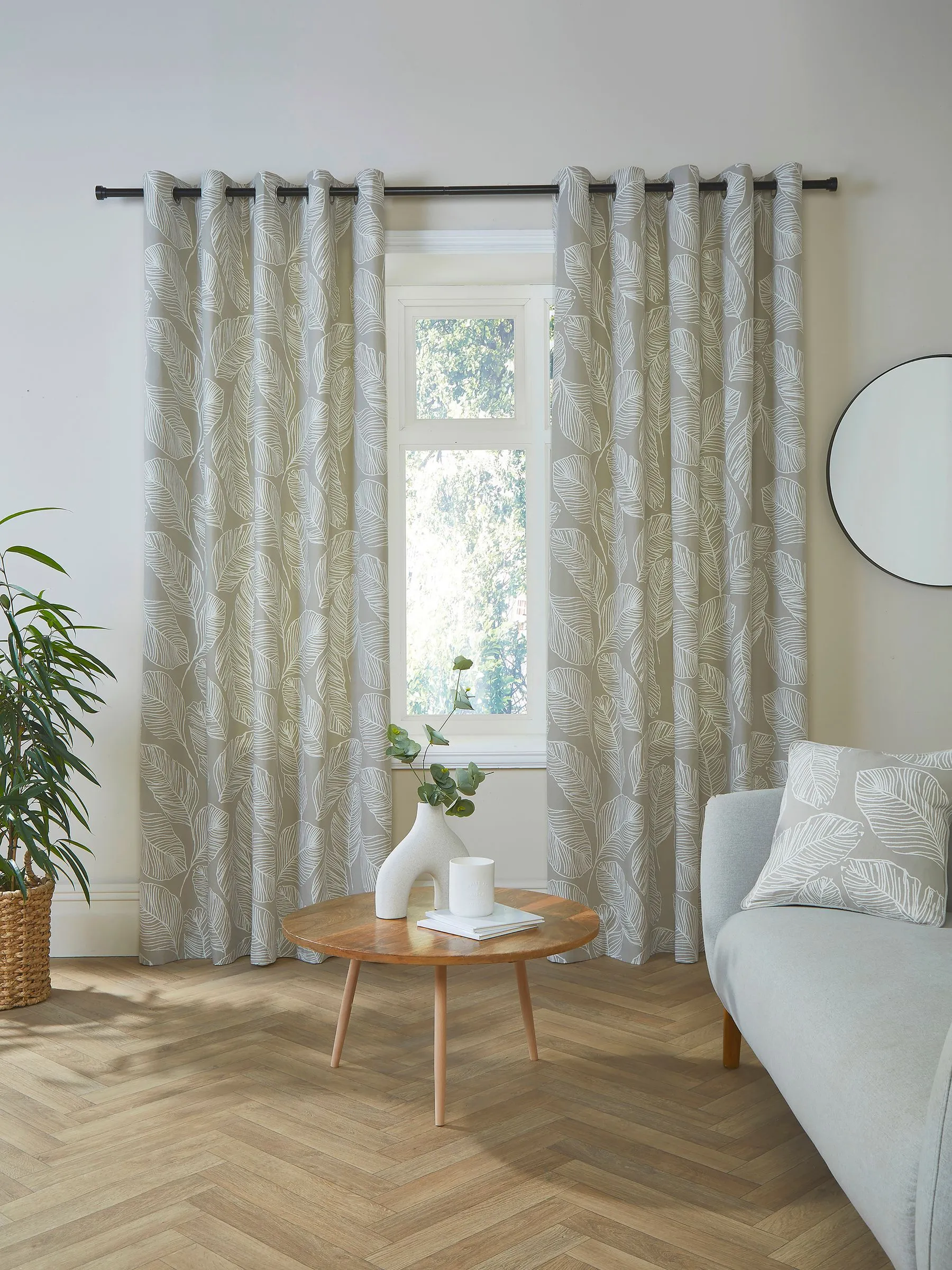 Fusion Natural Matteo 100% Cotton Pair of Eyelet Curtains