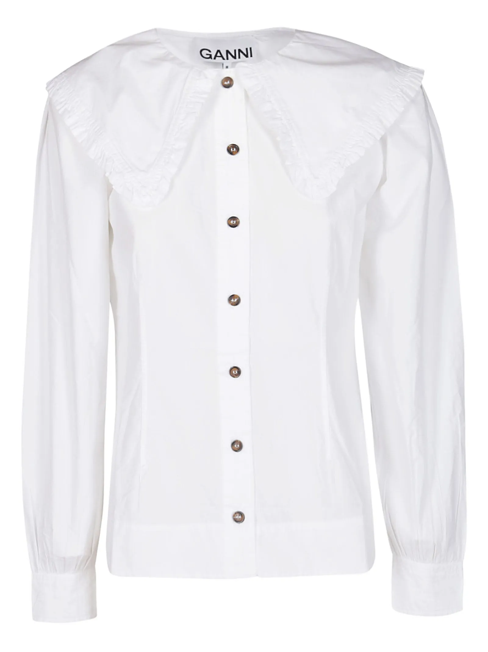 Ganni Ruffled Collar Buttoned Shirt