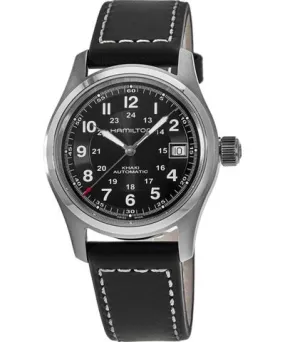 Hamilton Khaki Field Auto 38MM Black Dial Leather Strap Men's Watch H70455733