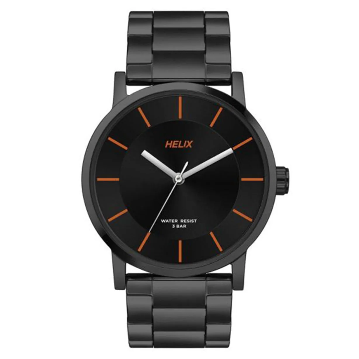 Helix Analog Men Black Dial Stainless Steel Strap
