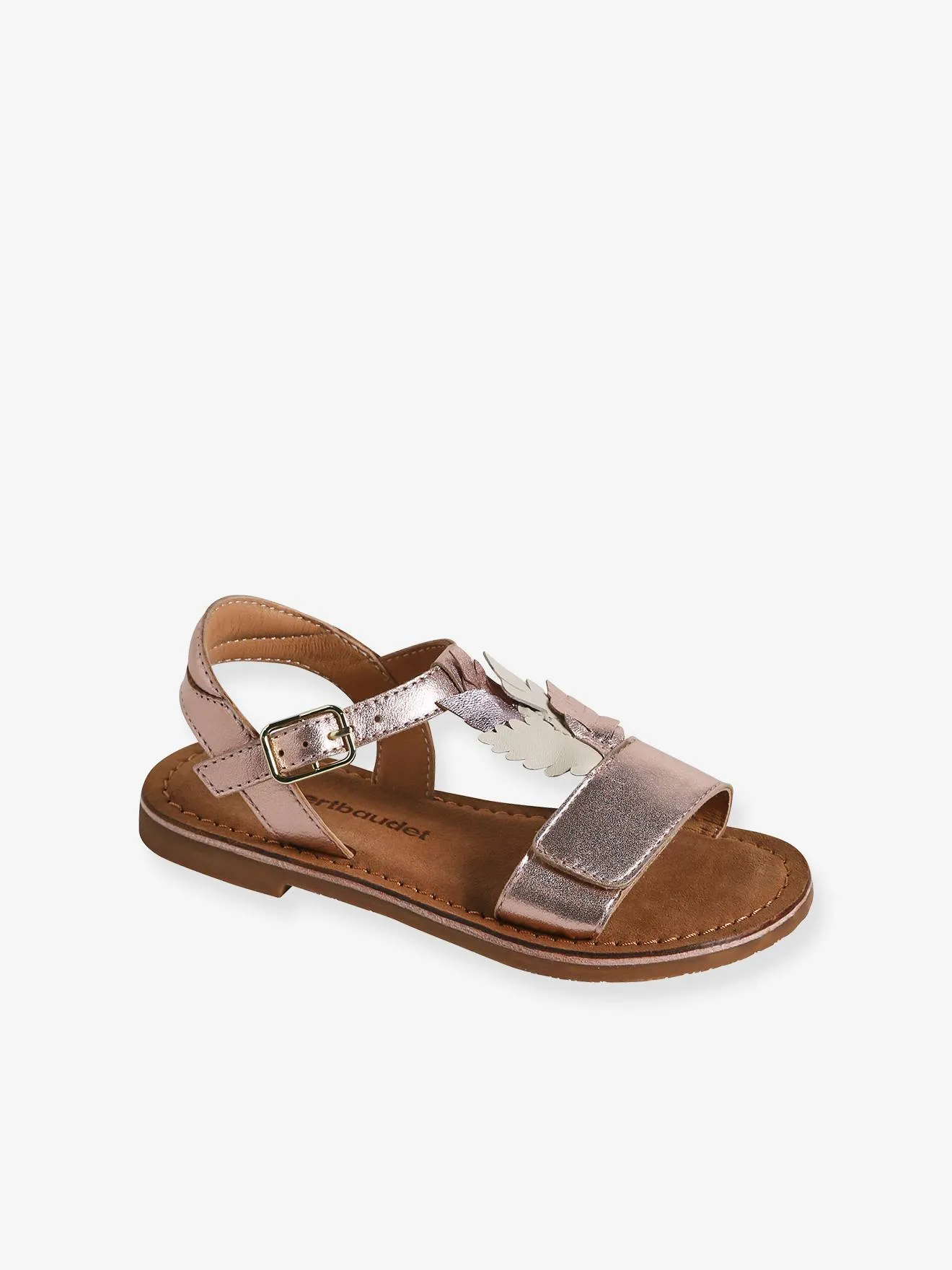 Hook-&-Loop Leather Sandals for Children, Designed for Autonomy - gold
