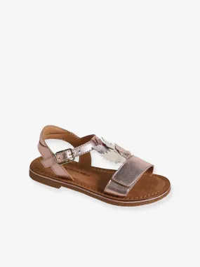 Hook-&-Loop Leather Sandals for Children, Designed for Autonomy - gold