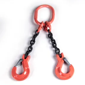 IMS Company - Chain Sling, Alloy, Type DOS, Double Leg, 3/8 Alloy Grade 100 Chain x 24 Reach, Oblong Master Link, Sling Hooks 