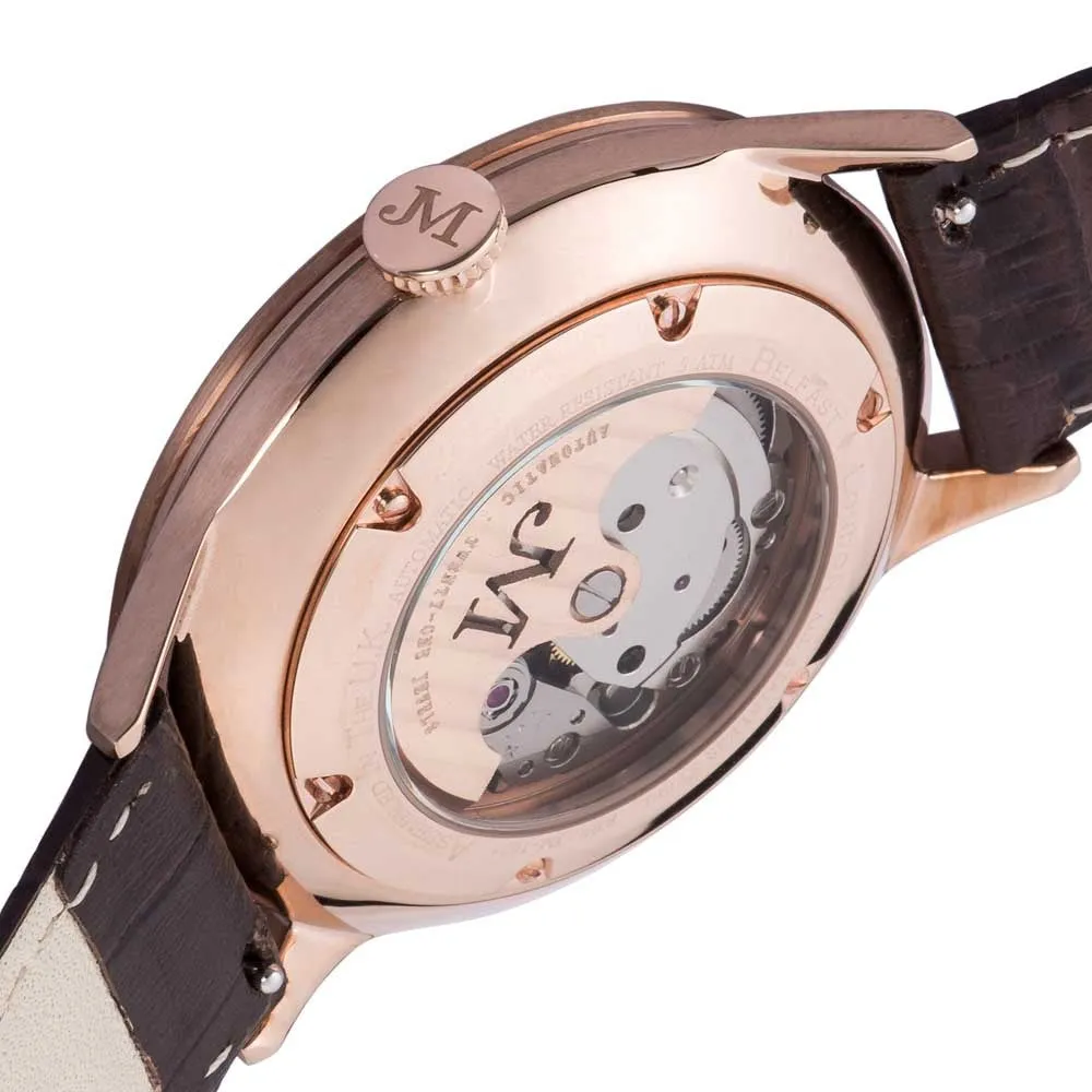 James-McCabe London Automatic Brown Dial Rose Gold Tone Men's Watch
