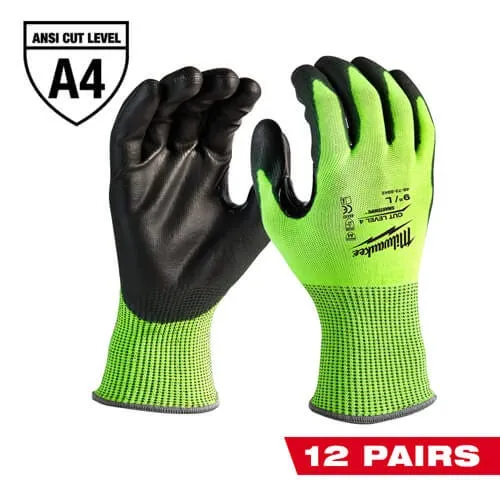 Milwaukee® 48-73-8944B High Visibility Cut-Resistant Gloves, 2XL, Nitrile Coating, Polyurethane, Knit Cuff, Resists: Abrasion, C