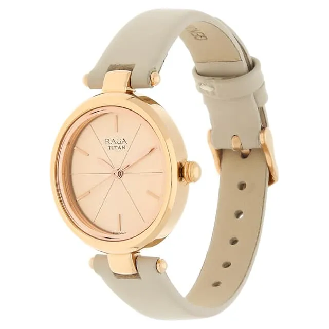 Raga Viva Women Rose Gold Dial & Leather Strap