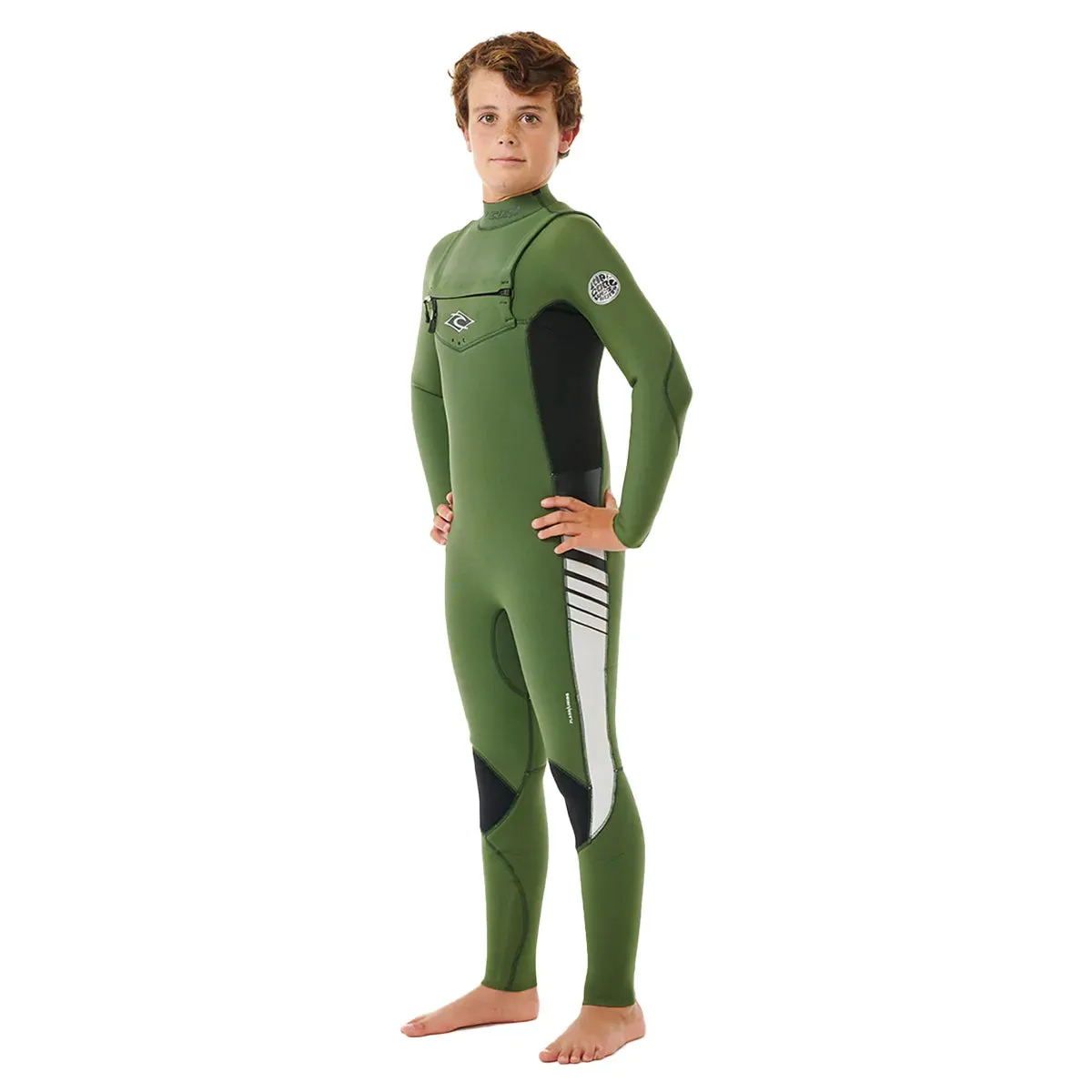 Rip Curl Junior Dawn Patrol 5/3mm Chest Zip Wetsuit - Green - 23/24