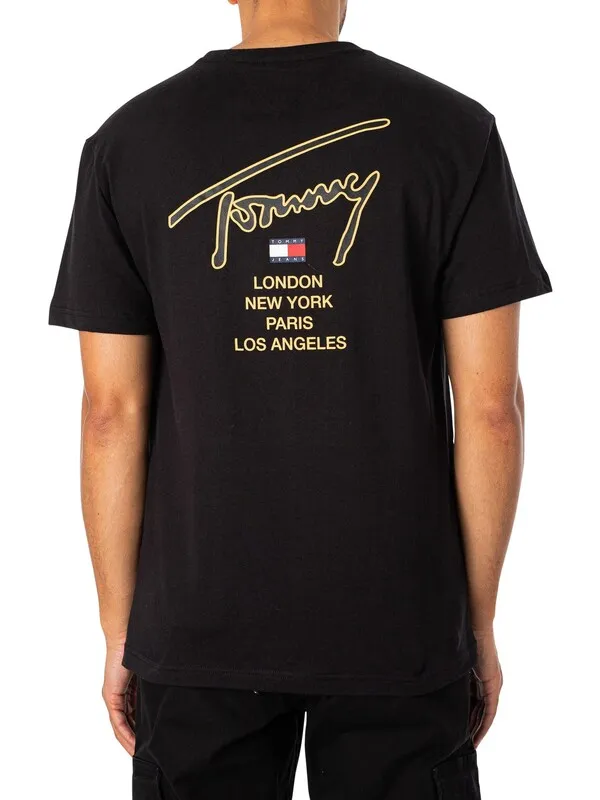 Tommy Jeans Classic Gold Signature Back T-Shirt - Black