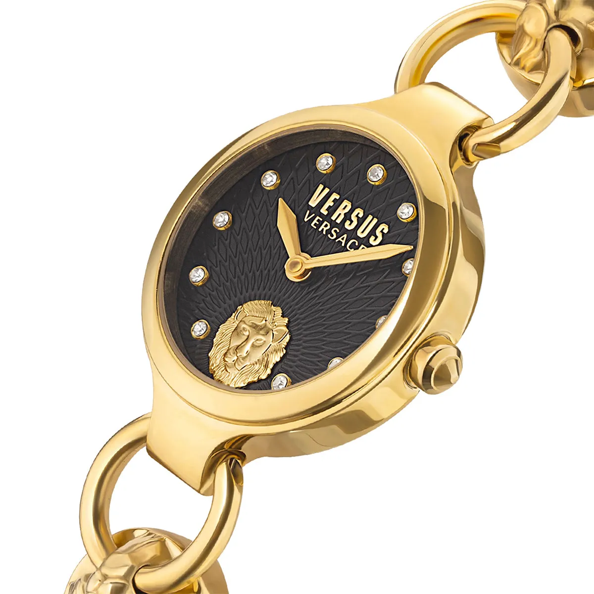 Versus Broadwood Petite Ladies Black Dial Stainless Steel Gold Plated Watch