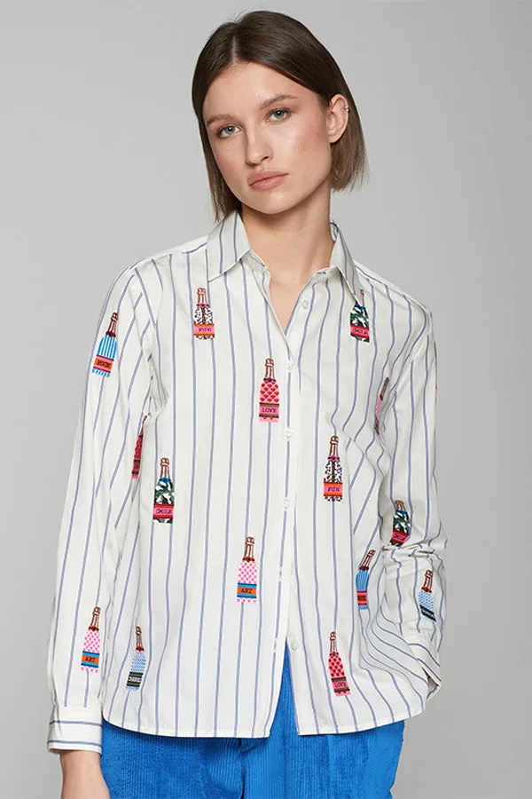 Vilagallo ISABELA EMBROIDERED POPELIN RAYAS SHIRT