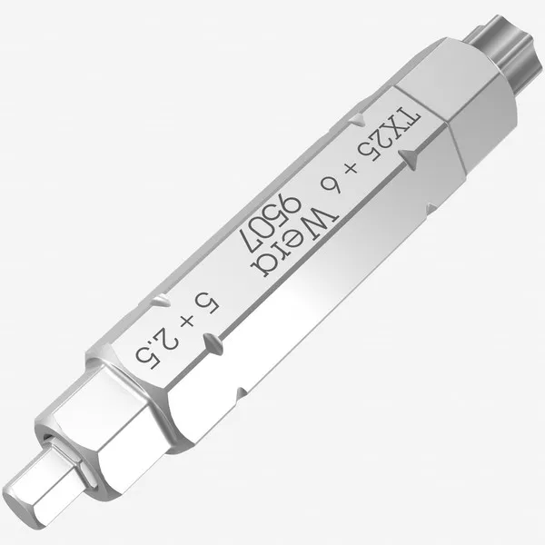 Wera 073202 Hex + Torx 4-in-1 Bit 2, 2.5/5.0/6.0/T25 x 37mm