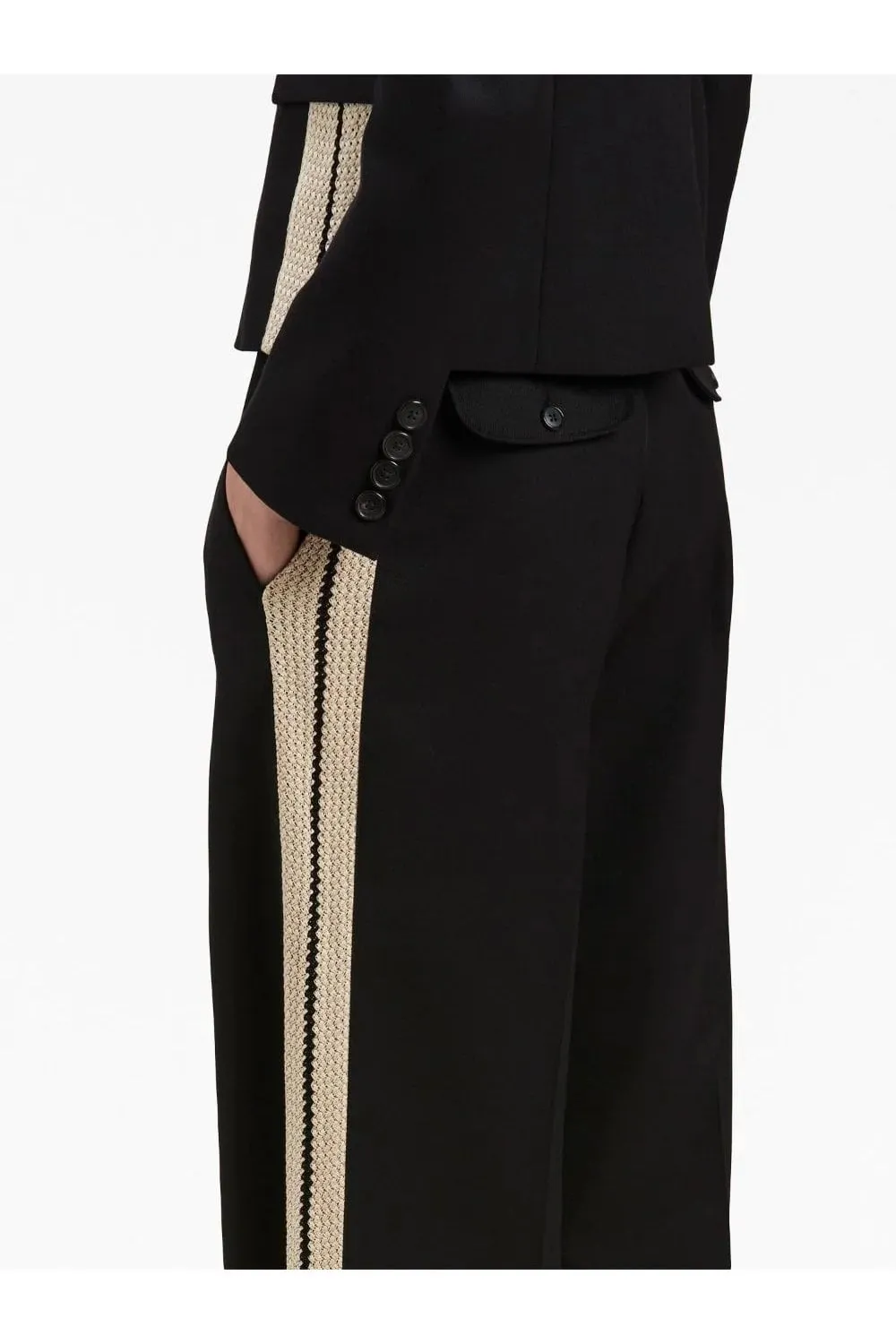 Womens Knit Tape Trousers Black 